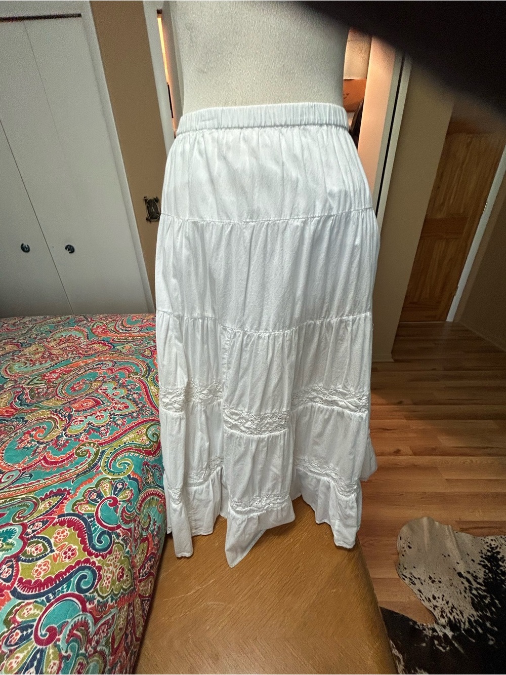 Chico's White Tiered Maxi Skirt